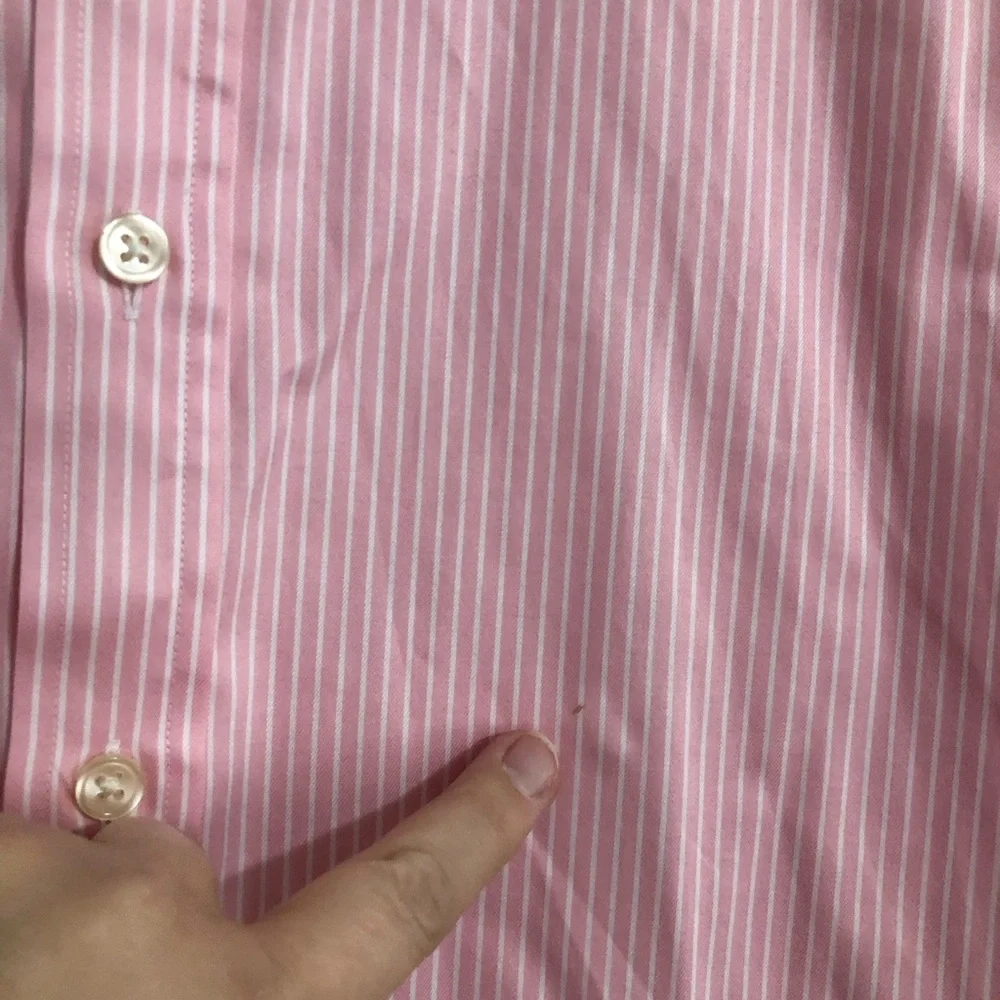 Charles Tyrwhitt Pink & White Striped button down Dress Shirt size 17 35 classic